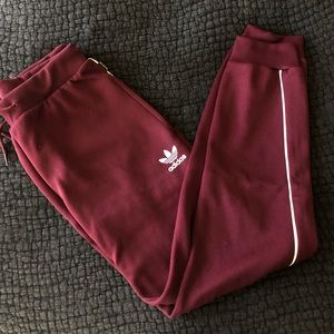 Maroon adidas pants